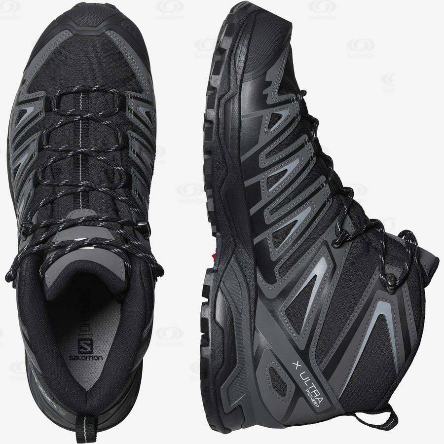 Pánské Turistické Boty Salomon X ULTRA PIONEER MID CLIMASALOMON™ WATERPROOF Šedé Černé | CZ-N2233