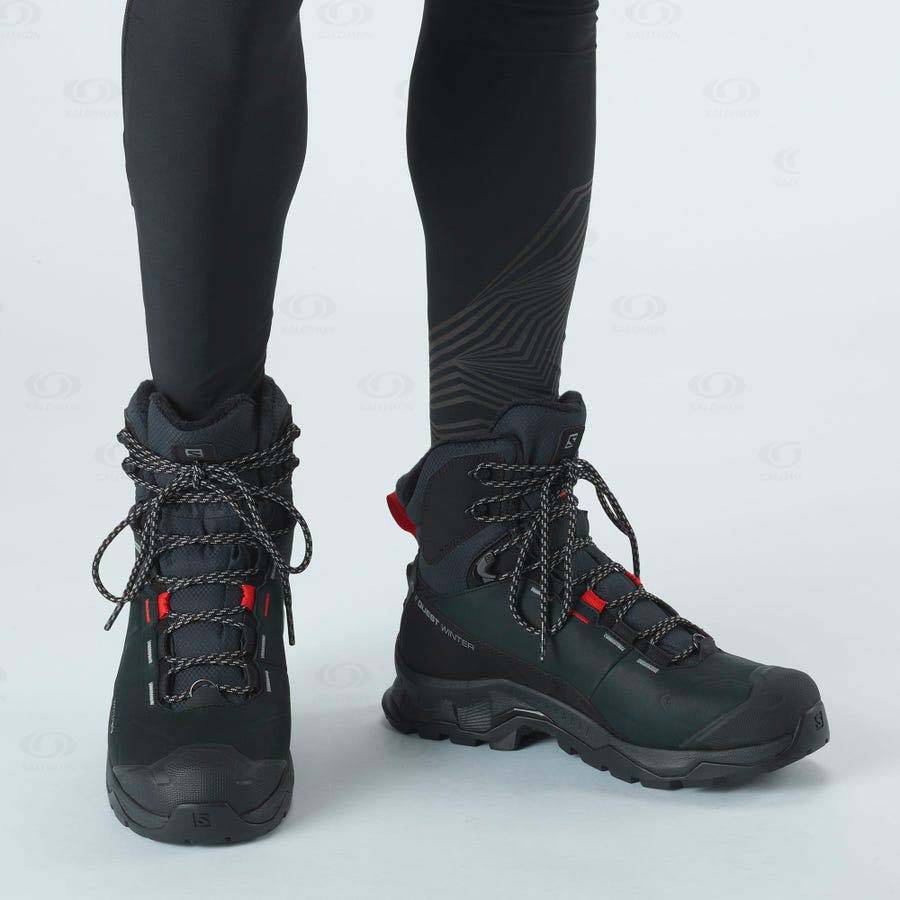 Pánské Zimní Boty Salomon QUEST WINTER THINSULATE™ CLIMASALOMON™ WATERPROOF Černé | CZ-A1409