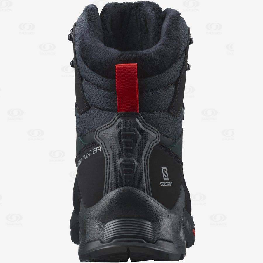 Pánské Zimní Boty Salomon QUEST WINTER THINSULATE™ CLIMASALOMON™ WATERPROOF Černé | CZ-A1409