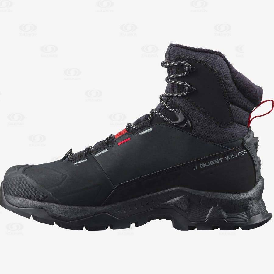 Pánské Zimní Boty Salomon QUEST WINTER THINSULATE™ CLIMASALOMON™ WATERPROOF Černé | CZ-A1409