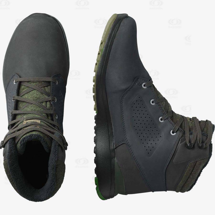 Pánské Zimní Boty Salomon UTILITY WINTER CLIMASALOMON™ WATERPROOF Černé Zelene | CZ-W3220