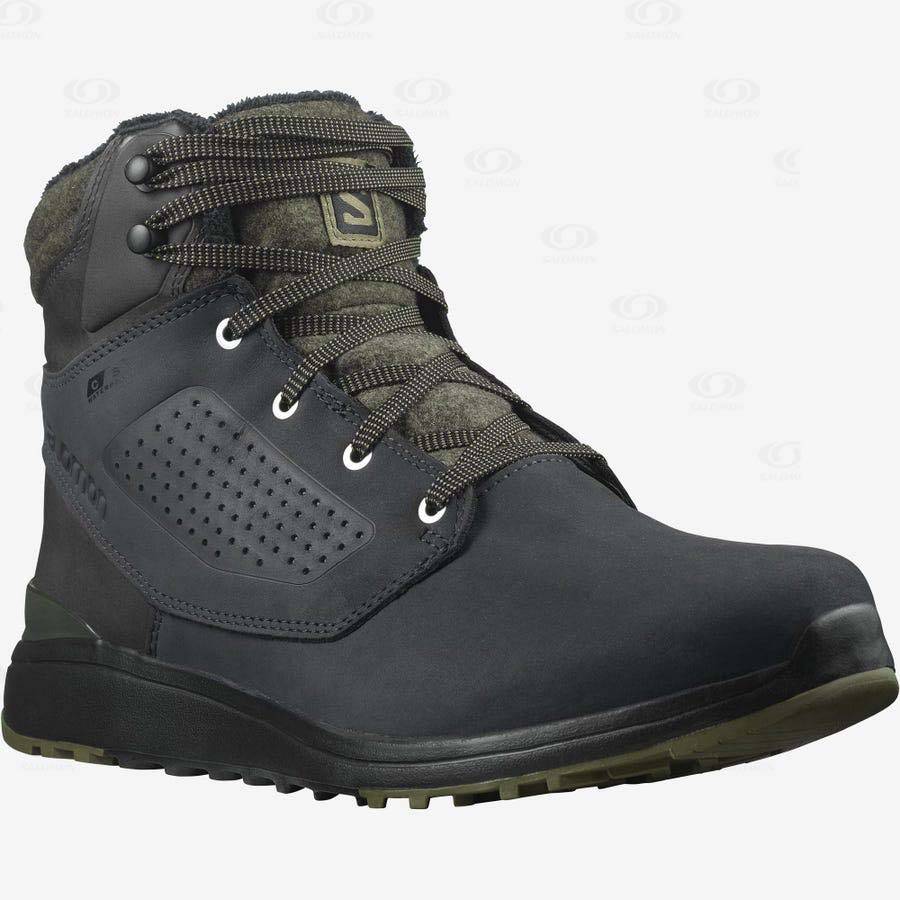 Pánské Zimní Boty Salomon UTILITY WINTER CLIMASALOMON™ WATERPROOF Černé Zelene | CZ-W3220