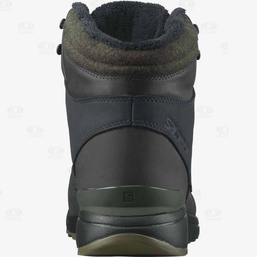 Pánské Zimní Boty Salomon UTILITY WINTER CLIMASALOMON™ WATERPROOF Černé Zelene | CZ-W3220