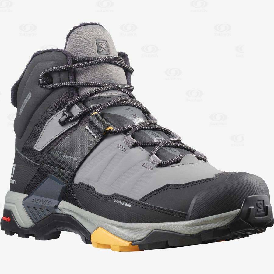 Pánské Zimní Boty Salomon X ULTRA 4 MID WINTER THINSULATE™ CLIMASALOMON™ WATERPROOF Černé Šedé | CZ-M1671