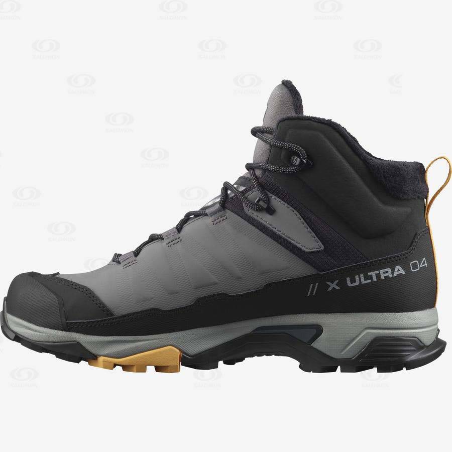 Pánské Zimní Boty Salomon X ULTRA 4 MID WINTER THINSULATE™ CLIMASALOMON™ WATERPROOF Černé Šedé | CZ-M1671