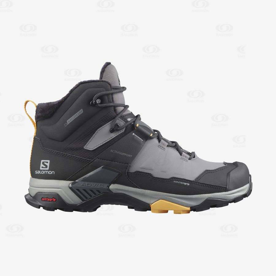 Pánské Zimní Boty Salomon X ULTRA 4 MID WINTER THINSULATE™ CLIMASALOMON™ WATERPROOF Černé Šedé | CZ-M1671