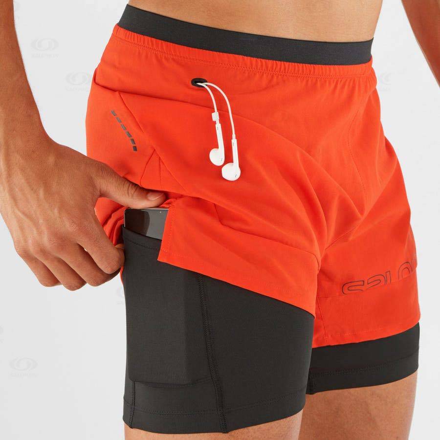Pánské Šortky Salomon CROSS 2IN1 Oranžové | CZ-N2170