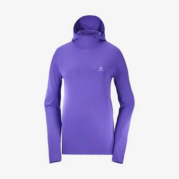 Dámské Mikiny S Kapucí Salomon ESSENTIAL SEAMLESS Fialové | CZ-O2041