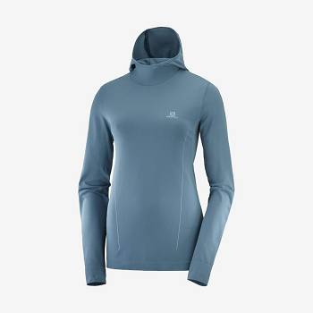 Dámské Mikiny S Kapucí Salomon ESSENTIAL SEAMLESS Tmavě Blankyt | CZ-W1300