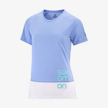 Dámské Tričko Salomon CROSS RUN GRAPHIC Bílé Blankyt | CZ-S1331