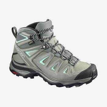 Dámské Turistické Boty Salomon X ULTRA 3 MID GORE-TEX Olivy Zelené | CZ-L2089