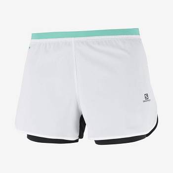 Dámské Šortky Salomon CROSS 2IN1 Bílé | CZ-A1283