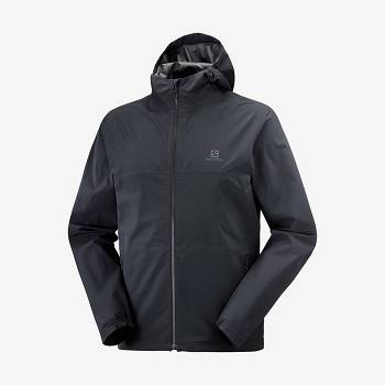 Pánské Softshellová Bunda Salomon Bundy ESSENTIAL WATERPROOF 2.5L Černé | CZ-M1440