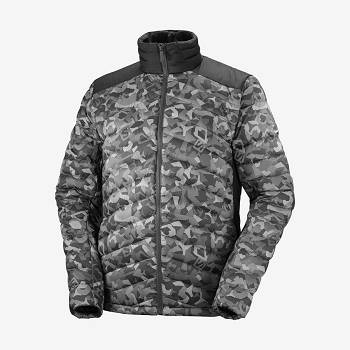 Pánské Softshellová Bunda Salomon Bundy ESSENTIAL XWARM DOWN Bílé Černé | CZ-O2491