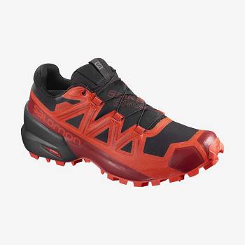 Pánské Trailové Běžecké Boty Salomon SPIKECROSS 5 GORE-TEX Černé Červené | CZ-W1890