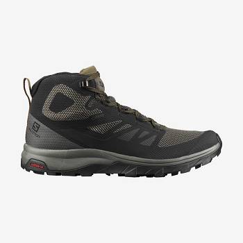 Pánské Turistické Boty Salomon OUTLINE MID GORE-TEX Olivy Zelené Černé | CZ-S2549