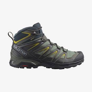 Pánské Turistické Boty Salomon X ULTRA 3 WIDE MID GORE-TEX Šedé Černé Zelene | CZ-L1627